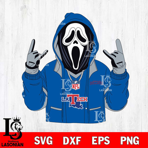 Louisiana Tech Bulldogs Ghostface Scream Football Halloween Svg Eps Dxf Png File, NCAA svg, Digital Download, Instant Download