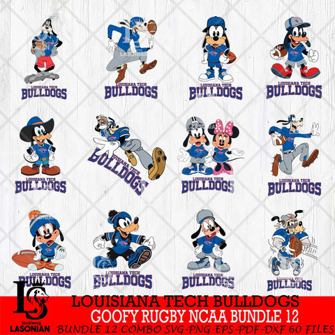 Louisiana Tech Bulldogs Goofy Rugby Disney NCAA Bundle 12 SVG DXF EPS PNG FILE,NCAA bundle svg ,Football Digital Download,Instant Download, Silhouette