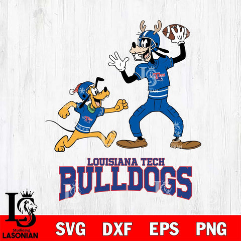 Louisiana Tech Bulldogs Goofy & Pluto Football Cricut,Christmas SVG DXF EPS PNG FILE, NCAA Digital Download,Instant Download, Silhouette