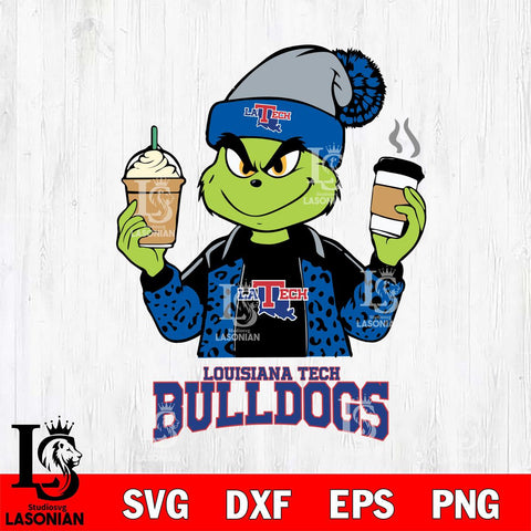 Louisiana Tech Bulldogs Grinch 2 coffee Svg Eps Dxf Png File, Digital Download, Instant Download