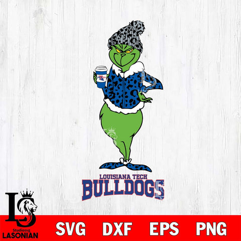 Louisiana Tech Bulldogs Grinch Leopard Coffee Svg Eps Dxf Png File, Digital Download, Instant Download