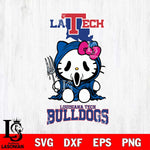 Louisiana Tech Bulldogs Hello Kitty Horror 4 Svg Eps Dxf Png File, Digital Download