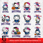 Louisiana Tech Bulldogs Hello Kitty Horror NCAA Bundle 12 SVG Svg Eps Dxf Png File, Digital Download