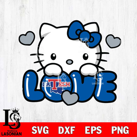 Louisiana Tech Bulldogs Hello Kitty Love Svg Eps Dxf Png File, Digital Download, Instant Download