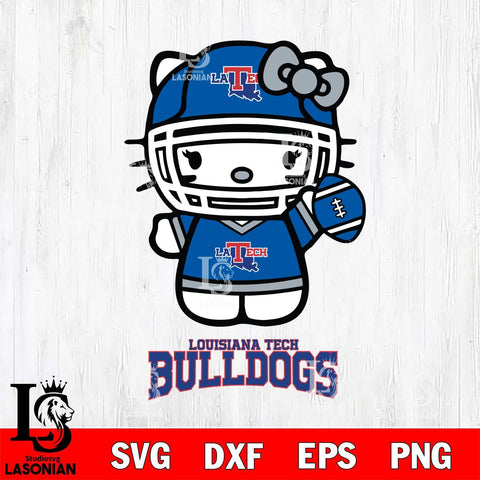 Louisiana Tech Bulldogs Hello Kitty NCAA 1 Svg Eps Dxf Png File, Digital Download, Instant Download