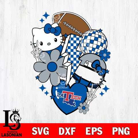 Louisiana Tech Bulldogs Hello Kitty NCAA 2 Svg Eps Dxf Png File, Digital Download, Instant Download