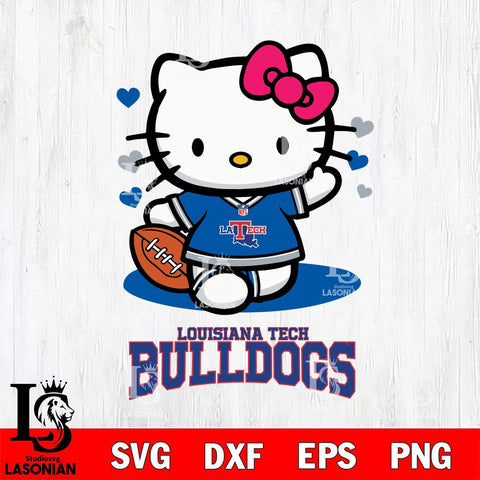 Louisiana Tech Bulldogs Hello Kitty NCAA 3 Svg Eps Dxf Png File, Digital Download, Instant Download