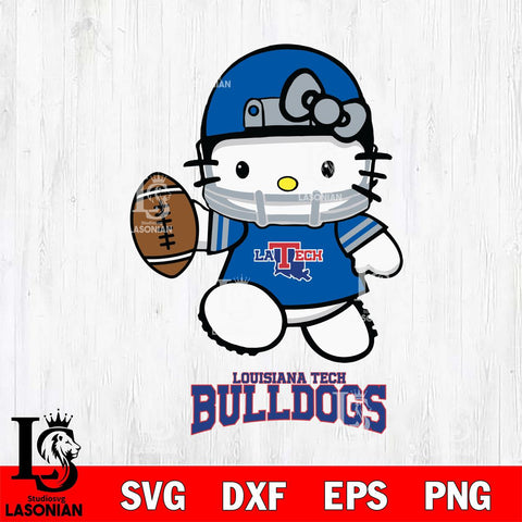 Louisiana Tech Bulldogs Hello Kitty NCAA 4 Svg Eps Dxf Png File, Digital Download, Instant Download