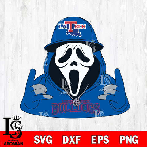 Louisiana Tech Bulldogs Horror Character Ghostface Sport Svg Eps Dxf Png File, NCAA svg, Digital Download, Instant Download
