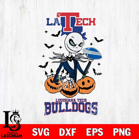 Louisiana Tech Bulldogs Jack Skellington 2 halloween Svg Eps Dxf Png File, NCAA svg, Digital Download, Instant Download