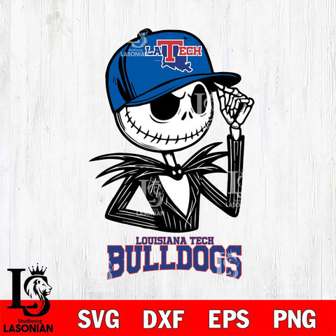 Louisiana Tech Bulldogs Jack Skellington 3 Halloween Svg Eps Dxf Png File, NCAA svg, Digital Download, Instant Download