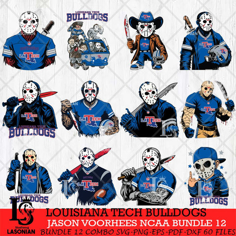 Louisiana Tech Bulldogs Jason Voorhees Horror Bundle 12 SVG Eps Dxf Png File, bundle NCAA svg, Digital Download, Instant Download