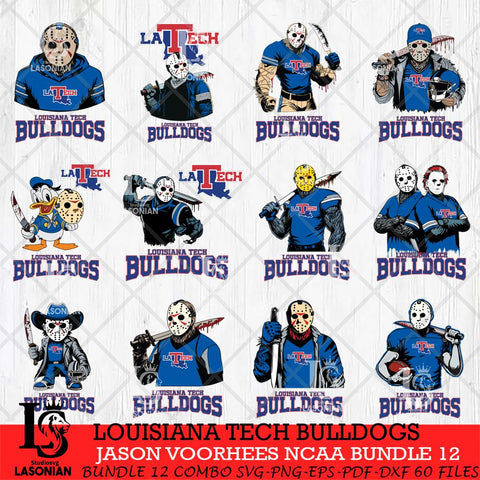 Louisiana Tech Bulldogs Jason Voorhees NCAA Bundle 12 SVG Svg Eps Dxf Png File, Digital Download