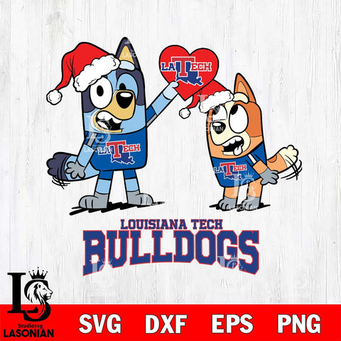Louisiana Tech Bulldogs Love Bluey Christmas Svg Eps Dxf Png File, Digital Download