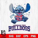 Louisiana Tech Bulldogs Love Stitch, Svg Eps Dxf Png File, Digital Download