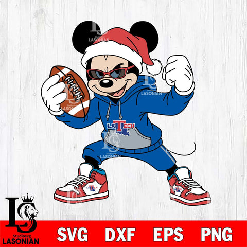 Louisiana Tech Bulldogs Mickey Cool Football Christmas File Cut, NCAA SVG DXF EPS PNG FILE, Digital Download , Criucut , Silhouette