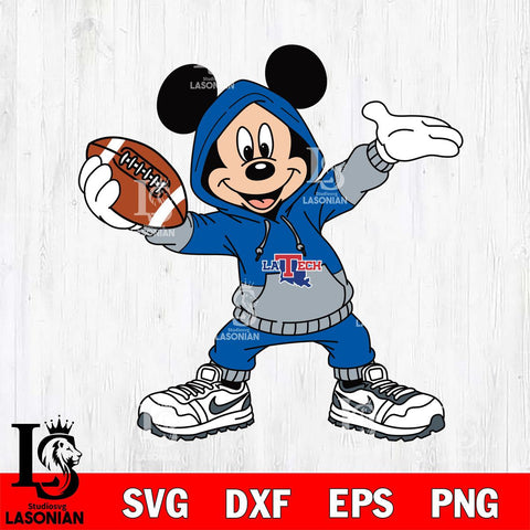 Louisiana Tech Bulldogs Mickey Disney Football Christmas File Cut, NCAA SVG DXF EPS PNG FILE, Digital Download , Criucut , Silhouette