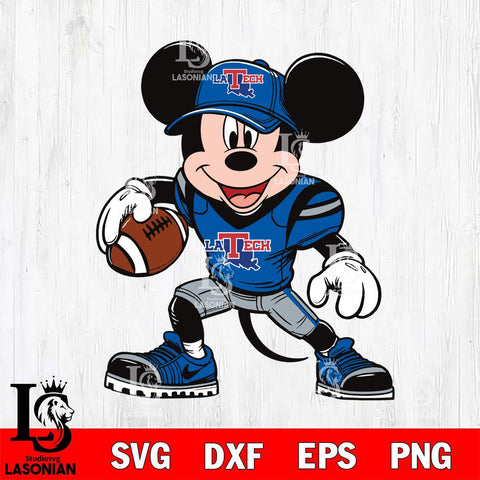 Louisiana Tech Bulldogs Mickey Mouse Svg Eps Dxf Png File, NCAA svg, Digital Download, Instant Download