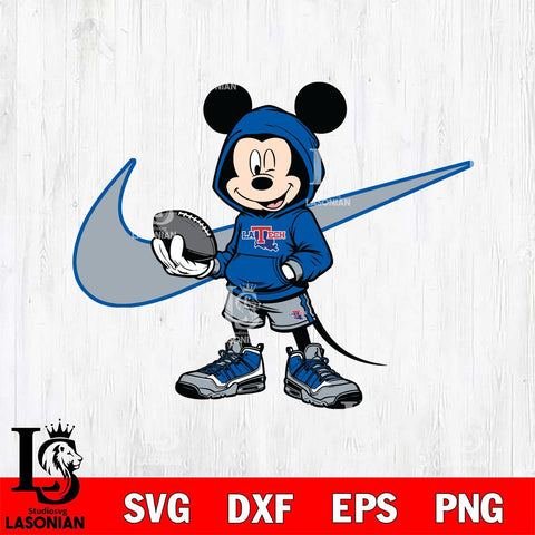 Louisiana Tech Bulldogs Mickey Wearing Hoodie Sport Svg Eps Dxf Png File, NCAA svg, Digital Download, Instant Download