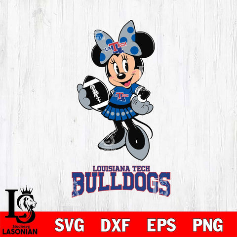 Louisiana Tech Bulldogs Minnie Mouse, Svg Eps Dxf Png File, Digital Download