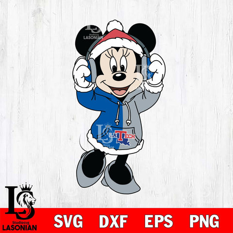 Louisiana Tech Bulldogs Minnie Mouse Disney Football Christmas File Cut, NCAA SVG DXF EPS PNG FILE, Digital Download , Criucut , Silhouette