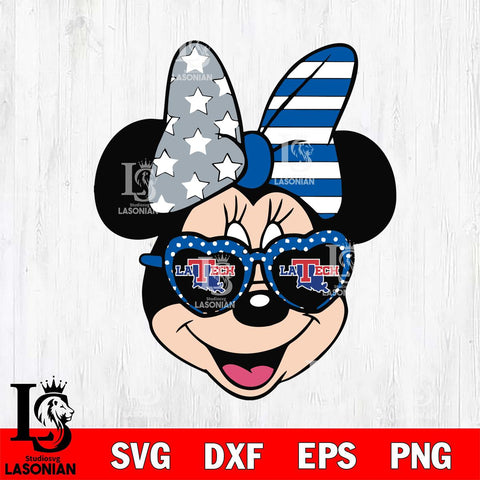 Louisiana Tech Bulldogs Minnie Mouse Love Svg Eps Dxf Png File, NCAA svg, Digital Download, Instant Download