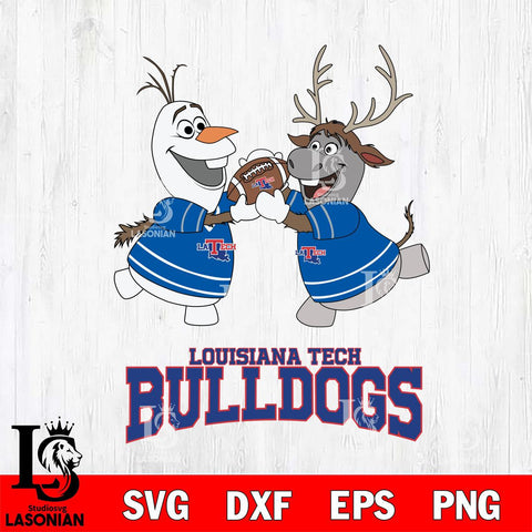Louisiana Tech Bulldogs Olaf & Sven Football Cricut,Christmas SVG DXF EPS PNG FILE, NCAA Digital Download,Instant Download, Silhouette