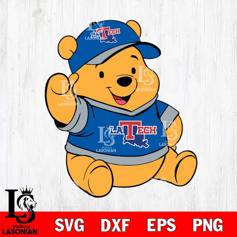 Louisiana Tech Bulldogs Pooh Bear Svg Eps Dxf Png File, NCAA svg, Digital Download, Instant Download