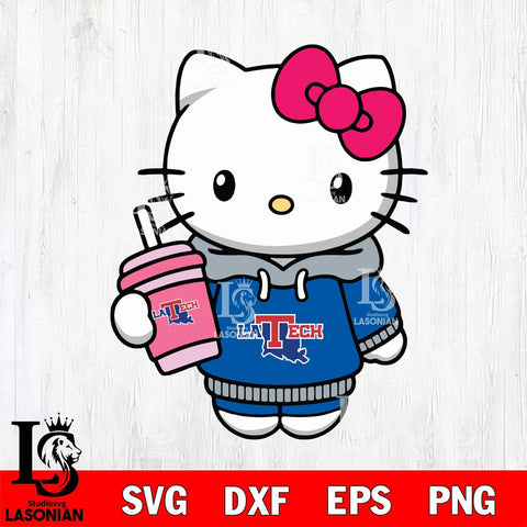 Louisiana Tech Bulldogs Pretty Hello Kitty Svg Eps Dxf Png File, Digital Download, Instant Download