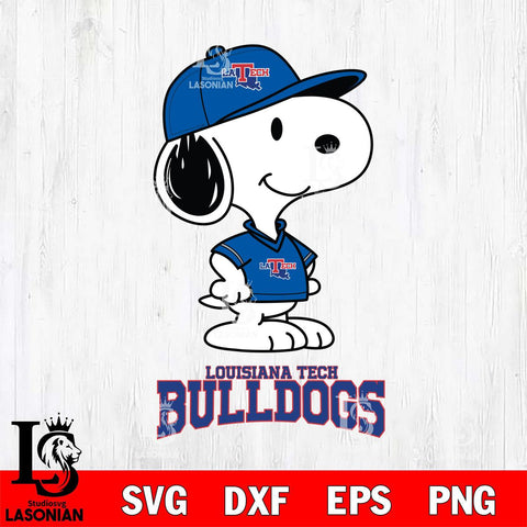 Louisiana Tech Bulldogs Snoopy Football sport SVG DXF EPS PNG FILE,Snoopy File Cut, NCAA Digital Download,Instant Download,Christmas Silhouette