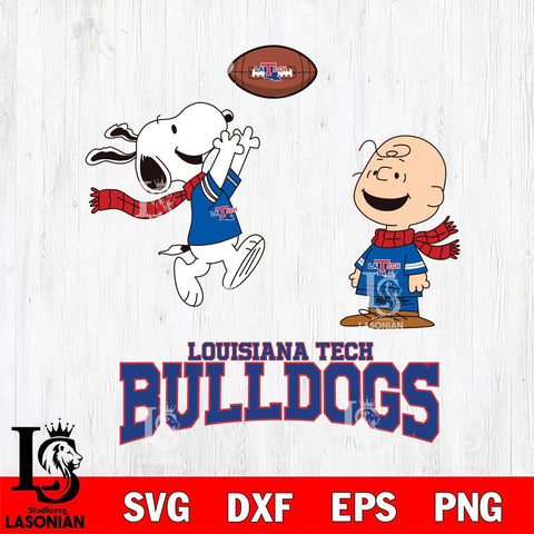 Louisiana Tech Bulldogs Snoopy & Charlie Brown Football Cricut,Christmas SVG DXF EPS PNG FILE, NCAA Digital Download,Instant Download, Silhouette