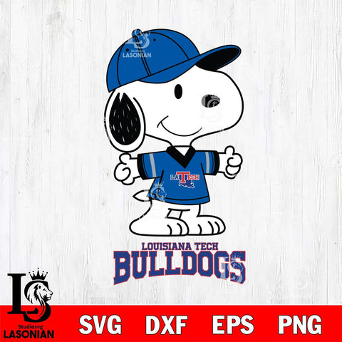 Louisiana Tech Bulldogs Snoopy football SVG DXF EPS PNG FILE,Snoopy File Cut, NCAA Digital Download,Instant Download,Christmas Silhouette