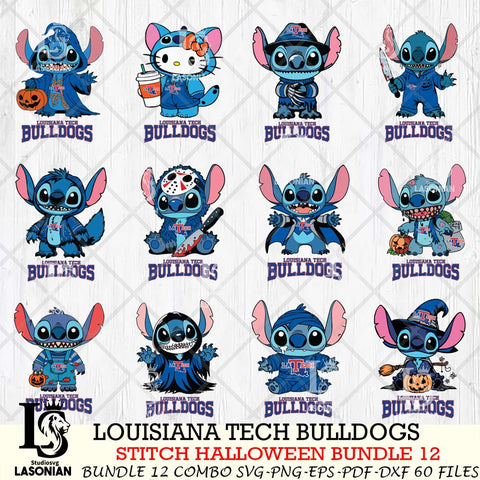 Louisiana Tech Bulldogs Stitch Horror Bundle 12 SVG Svg Eps Dxf Png File, NCAA svg, Digital Download, Instant Download