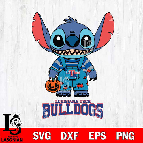 Louisiana Tech Bulldogs Stitch Horror Halloween Svg Eps Dxf Png File, NCAA svg, Digital Download, Instant Download