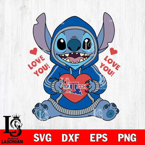 Louisiana Tech Bulldogs Stitch Love You File Cut, NCAA SVG DXF EPS PNG FILE, Digital Download , Criucut , Silhouette