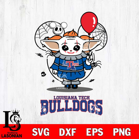 Louisiana Tech Bulldogs Stitch Pennywise Halloween Svg Eps Dxf Png File, Digital Download, Instant Download