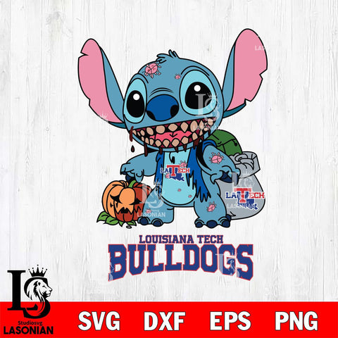 Louisiana Tech Bulldogs Stitch Zombie Svg Eps Dxf Png File, NCAA svg, Digital Download, Instant Download