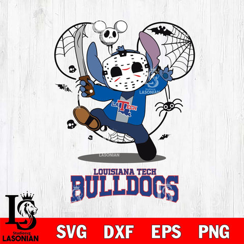 Louisiana Tech Bulldogs Stitch jason voorhees Halloween Svg Eps Dxf Png File, Digital Download, Instant Download