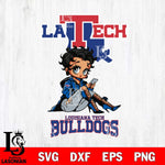 Louisiana Tech Bulldogs Style Black Fan Girl Betty Boop, Svg Eps Dxf Png File, Digital Download