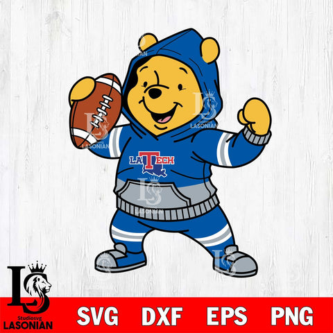 Louisiana Tech Bulldogs Winnie The Pooh Disney Football Christmas File Cut, NCAA SVG DXF EPS PNG FILE, Digital Download , Criucut , Silhouette
