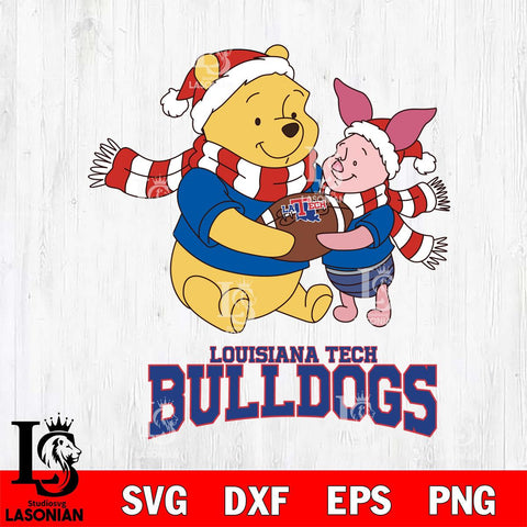 Louisiana Tech Bulldogs Winnie the Pooh & Piglet Football Cricut,Christmas SVG DXF EPS PNG FILE, NCAA Digital Download,Instant Download, Silhouette
