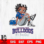 Louisiana Tech Bulldogs #1 Black Fan Girl Betty Boop, Svg Eps Dxf Png File, Digital Download