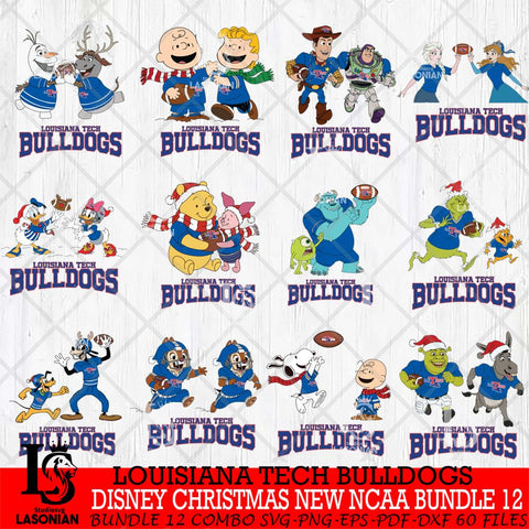 Louisiana Tech Bulldogs  Disney Christmas New NCAA Bundle 12 Cricut,Christmas SVG DXF EPS PNG FILE, BUNDLE NCAA Digital Download,Instant Download, Silhouette