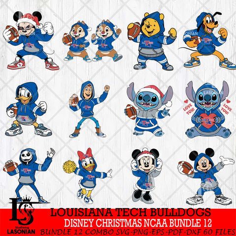 Louisiana Tech Bulldogs  Disney christmas NCAA Bundle File Cut, Bundle NCAA SVG DXF EPS PNG FILE, Digital Download , Criucut , Silhouette