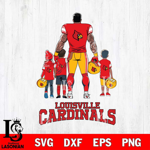 Louisville Cardinals 4 Father and son Rugby SVG DXF EPS PNG FILE,NCAA SVG, Father day Digital Download,Instant Download, Silhouette