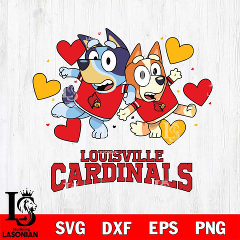 Louisville Cardinals Bluey & Bingo 10 Svg Eps Dxf Png File, NCAA svg, Digital Download, Instant Download