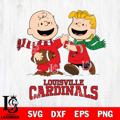 Louisville Cardinals Charlie Brown & Linus Football Cricut,Christmas SVG DXF EPS PNG FILE, NCAA Digital Download,Instant Download, Silhouette