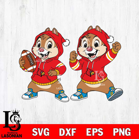Louisville Cardinals Chip và Dale Football File Cut, NCAA SVG DXF EPS PNG FILE, Digital Download , Criucut , Silhouette