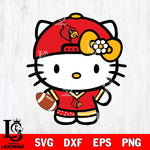 Louisville Cardinals Cute Hello Kitty Football 10 Svg Eps Dxf Png File, NCAA svg, Digital Download, Instant Download