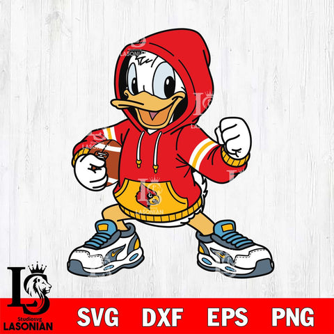 Louisville Cardinals Donald Duck Disney Christmas File Cut, NCAA SVG DXF EPS PNG FILE, Digital Download , Criucut , Silhouette
